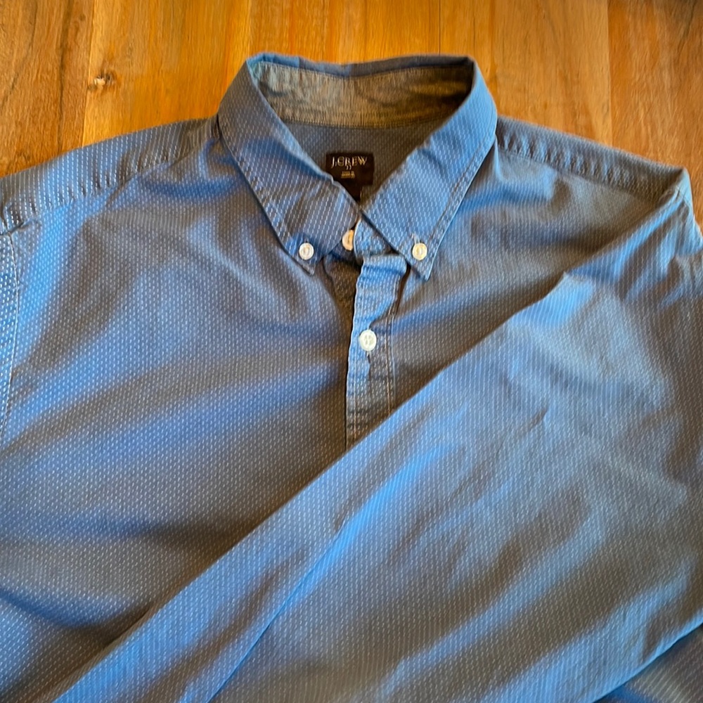 JCrew Poplin microdot button down shirt.  Blue.  Large.